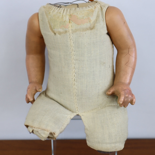 Vintage Mama Doll Body - Compo & Cloth Baby Doll Part Legless Wonder - Doll Making Restoration Mixed Media Assemblage Art Prop Haunted House