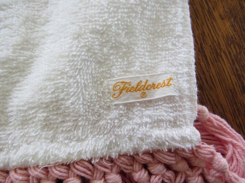 Vintage Fieldcrest Bath Towel PINK Fringe on White Cottage Etsy