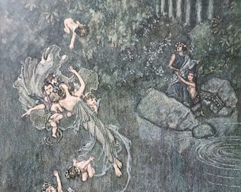 Impresión de libro de fantasía vintage - Romper su fe por William Heath Robinson - Shakespeare rescató arte imprimir libro página cuento de hadas