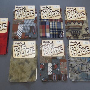 Choose One: Sturdy Mending Patches Vintage 1970s Big Dude Twill Iron On Knee / Elbow Patch Hippie Boho Grunge USA 5x7"