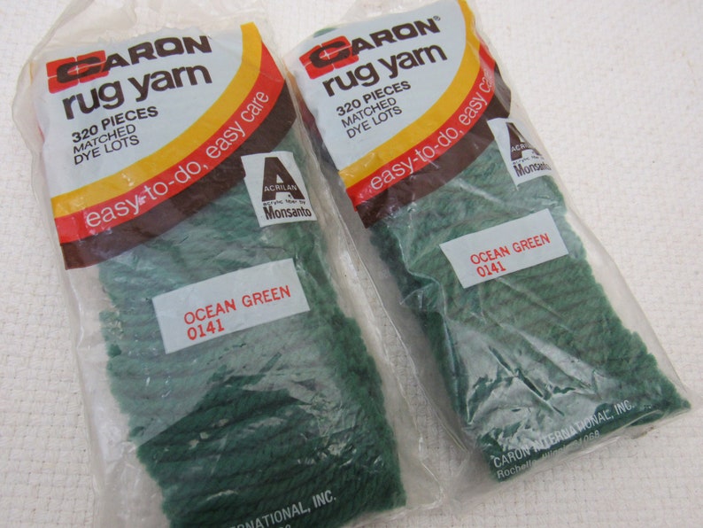 Lot Of 2 Caron Ocean Green 0141 Rug Yarn Latch Hook Image 0