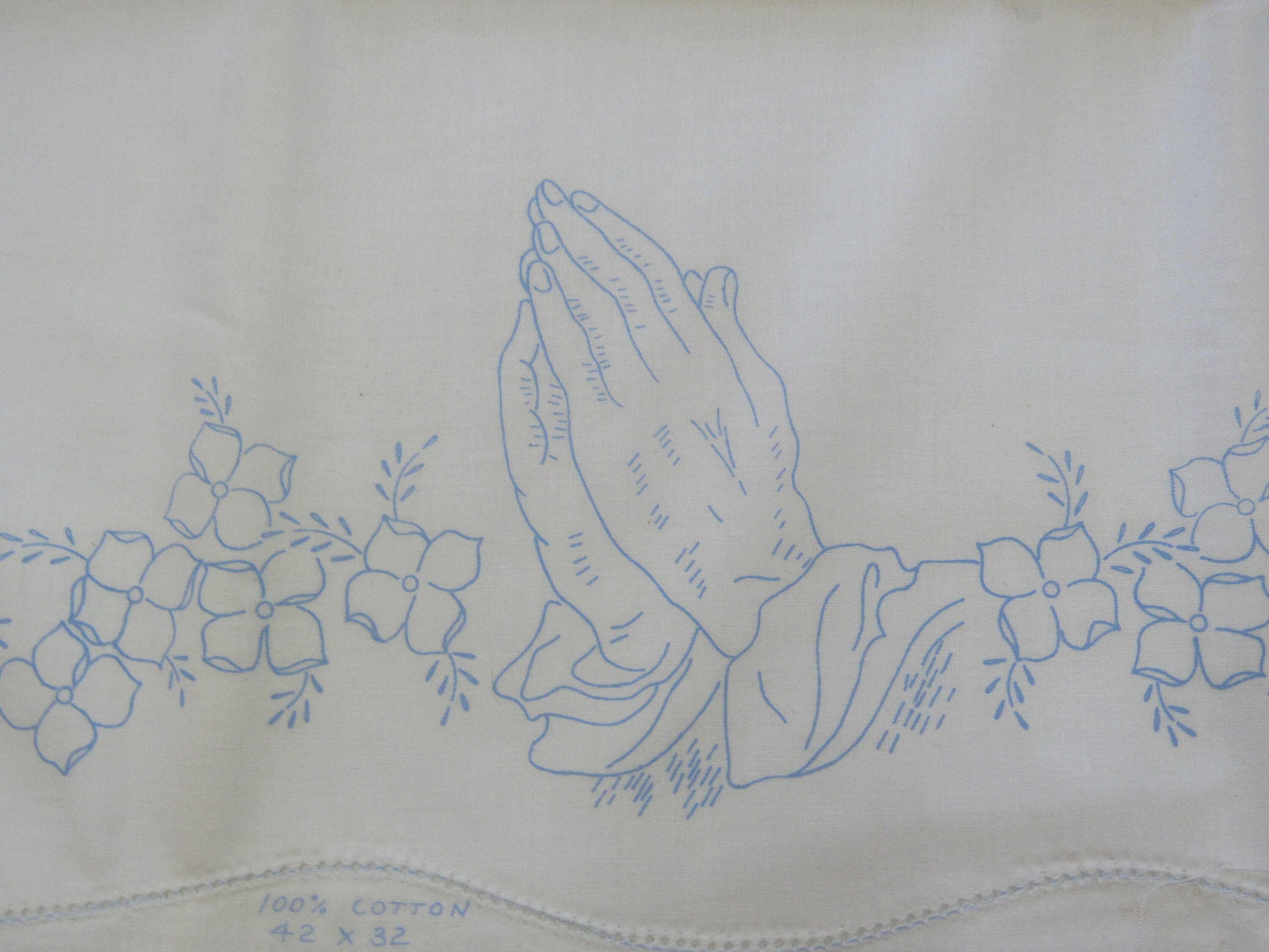 PreStamped Pillowcases to Embroider Vintage 1960s PRAYING Etsy