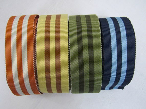 Orange and Yellow Stripes Vintage Hat Ribbon Millinery Ribbon 1 Yard 15 in. Rayon Grosgrain Ribbon