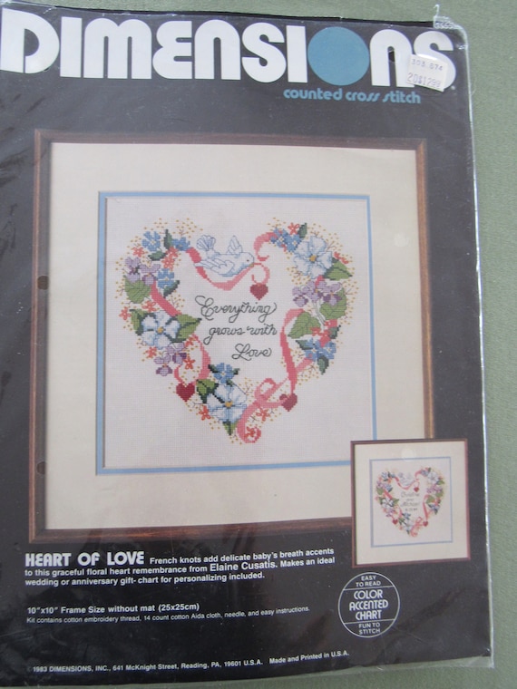 Counted Cross Stitch Kit Vintage HEART OF LOVE Embroidery Kit | Etsy