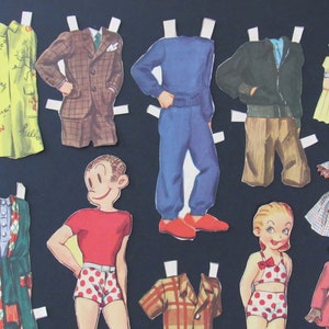 Vintage Paper Dolls DAGWOOD & COOKIE Cut Out Dolls Paper Doll Lot Scrapbooking Altered Art Paper Collage image 3