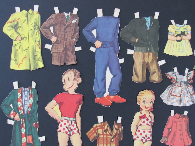 Vintage Paper Dolls DAGWOOD & COOKIE Cut Out Dolls Paper Doll Lot Scrapbooking Altered Art Paper Collage image 3