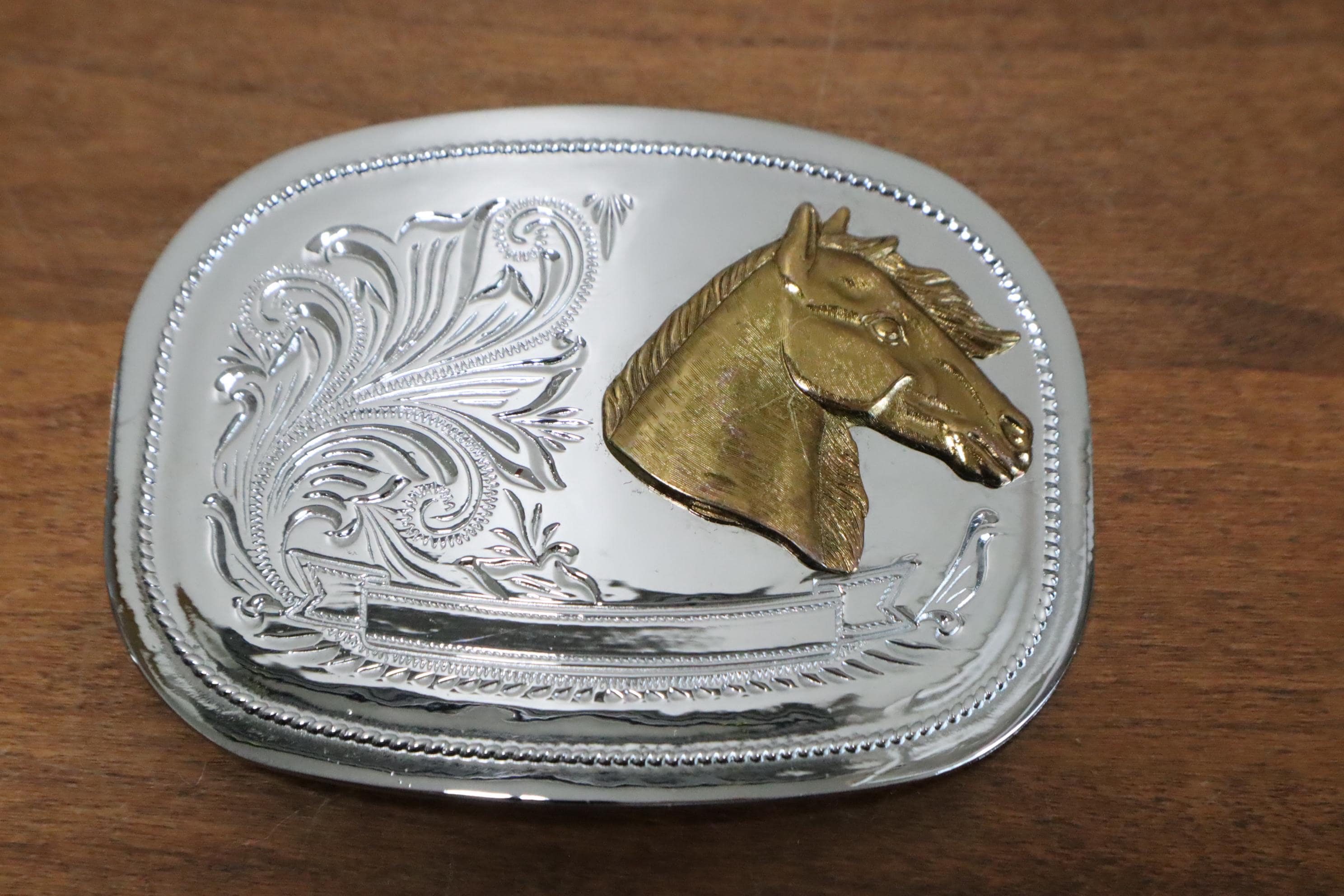 Gorgeous Vintage Brass Western Cowboy Horse Oval Belt Buckle Horseshoe Belt Buckle In Collectible Western Americana Belt  main image 4