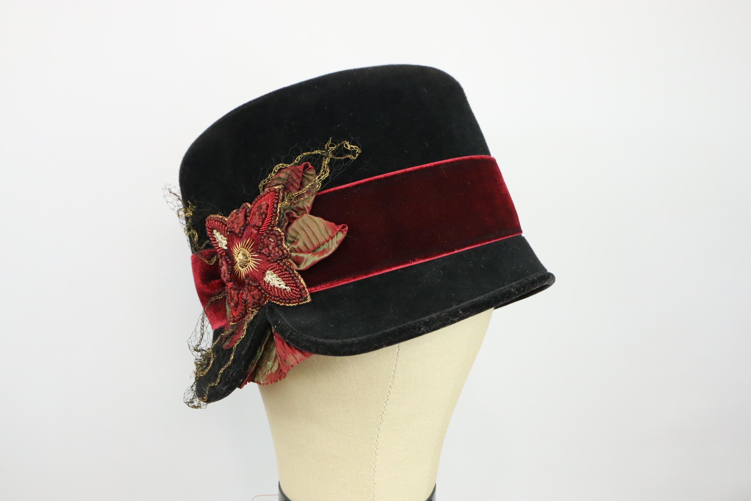 Louise Green Millinery Black Straw Cloche NWOT Beaded Band Patented Sweat Band Women main image 2