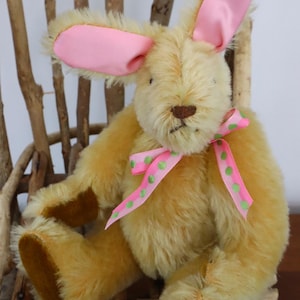 Vintage Mohair Bunny Rabbit: OOAK Artist Teddy Bear Plush, 1988