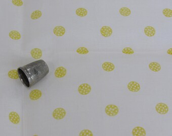 Vintage Polka Dot Organdy Fabric: 1960s Yellow & White, 45x42