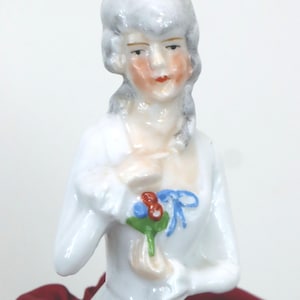1920s German Porcelain Half Doll Pincushion - Antique Vanity Decor