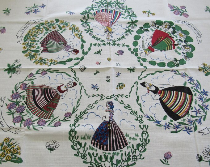 Vintage Swedish Center Cloth: Provinces & Costumes, 32x35" Scandinavian ...