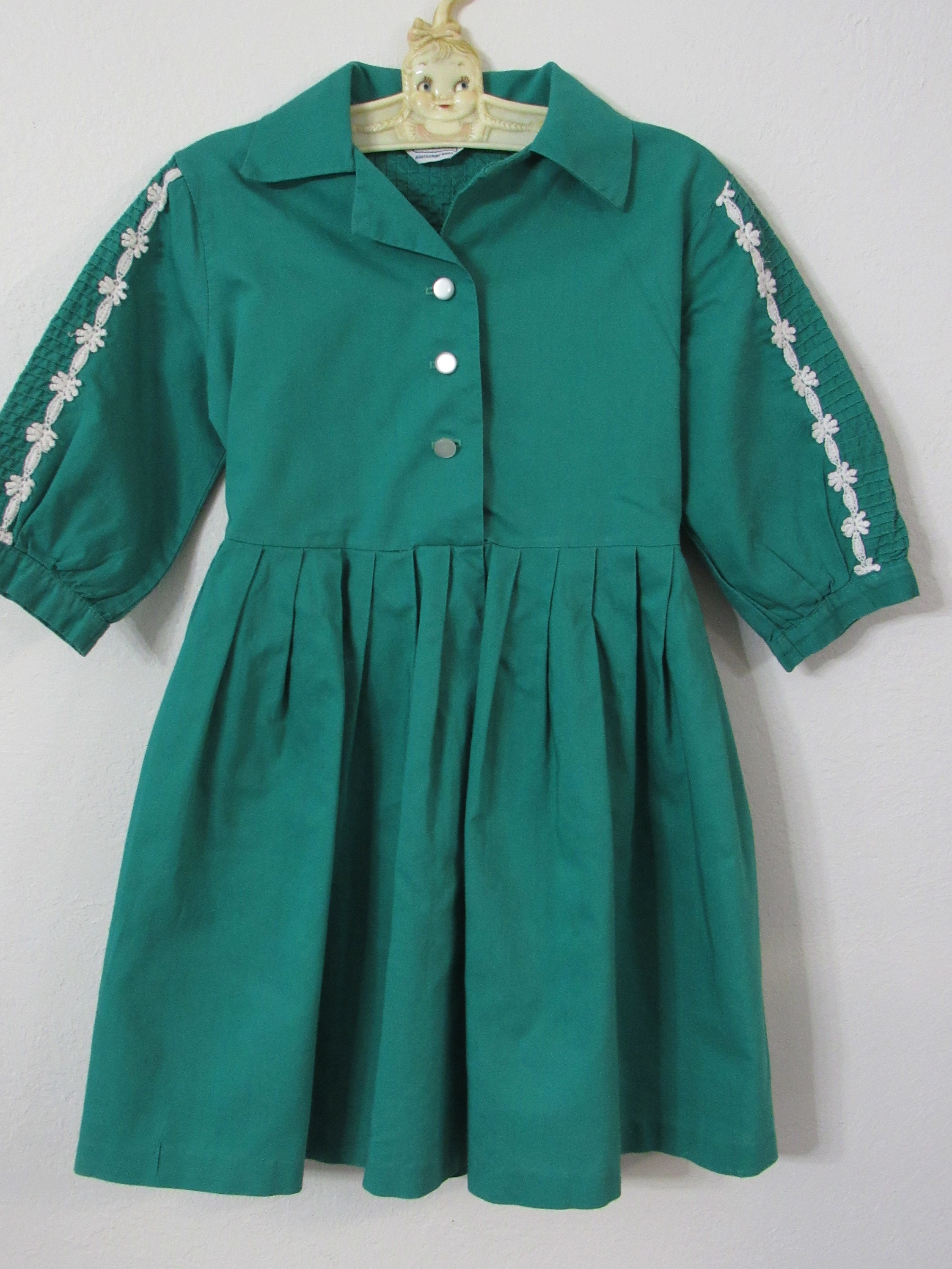 Little Girl's Dress Vintage 1950s Green Cotton Full Skirt | Etsy