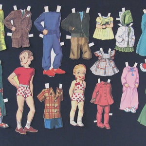 Vintage Paper Dolls DAGWOOD & COOKIE Cut Out Dolls Paper Doll Lot Scrapbooking Altered Art Paper Collage image 1