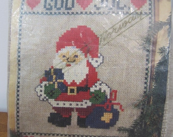 Vintage Swedish Santa Print God Jul Merry Christmas Tapestry