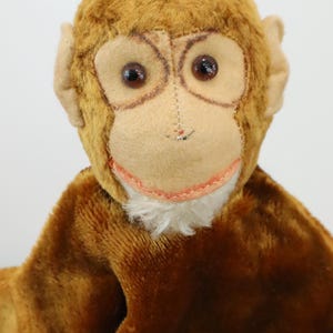 Vintage Wool Felt Monkey Hand Puppet - 1960s Plush Toy