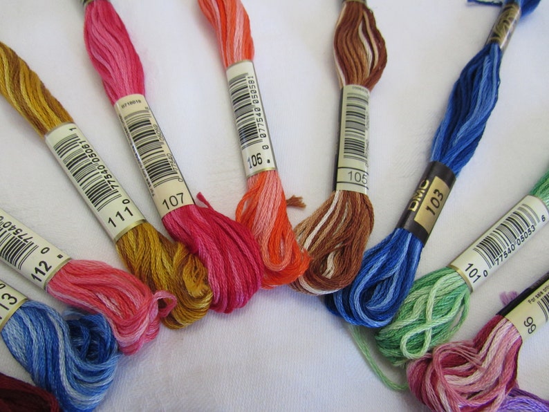 DMC Embroidery Floss Variegated MIXED Shades Needlepoint Etsy