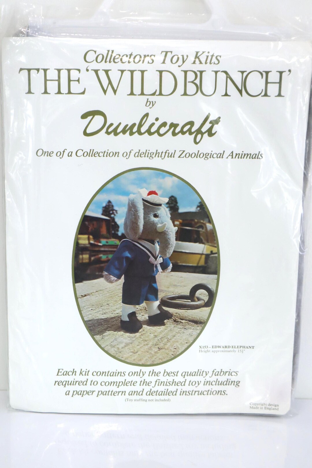 Vintage England Dunlicraft Toy Kit: Edward Elephant 15.5