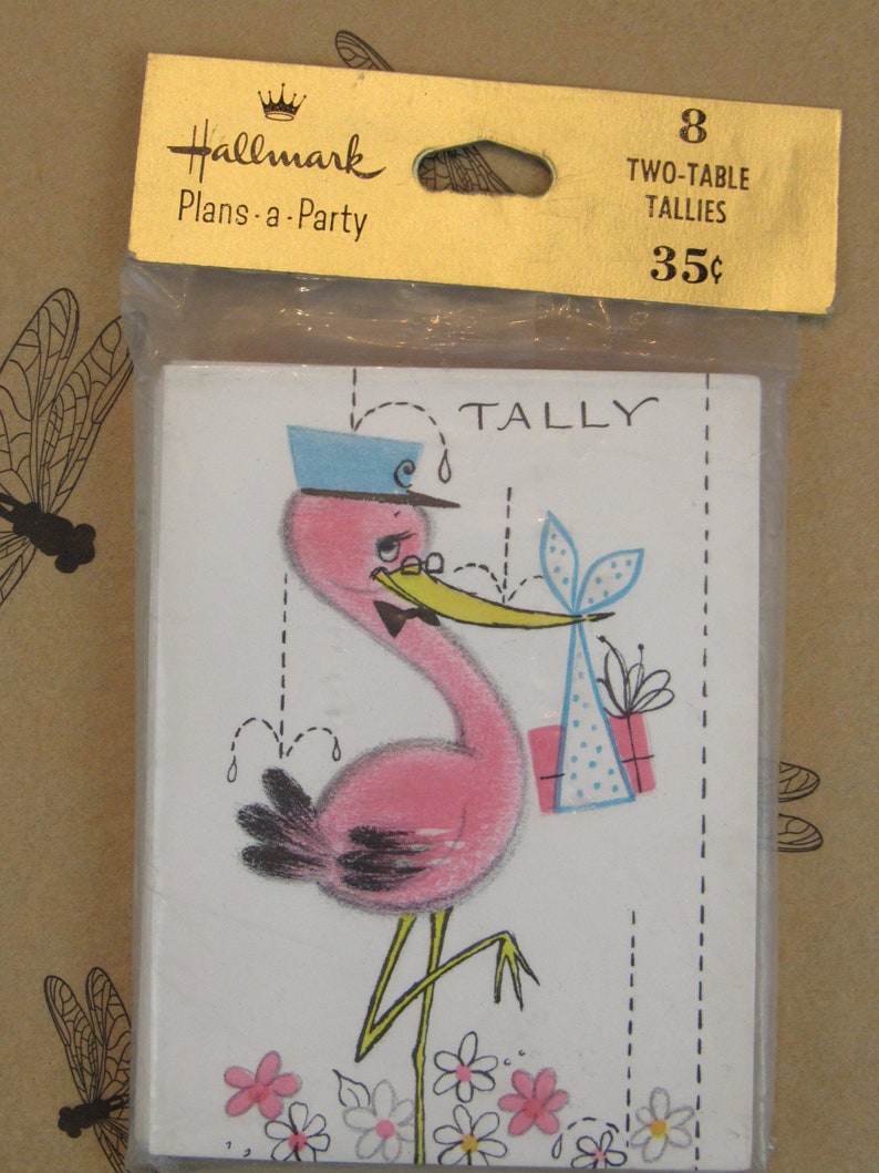 Vintage BRIDGE Tallies Two Table Tallies Vintage Hallmark Bridge Tally Cards 8 Tallies Bridge Night BABY SHOWER Stork Sealed Package