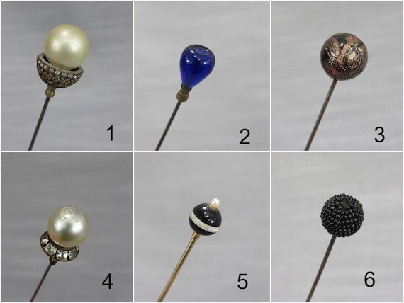 1 Antique Hat Pin - Choose Your Own Victorian Hatpin - Glass Rhinestone Goldstone Etc
