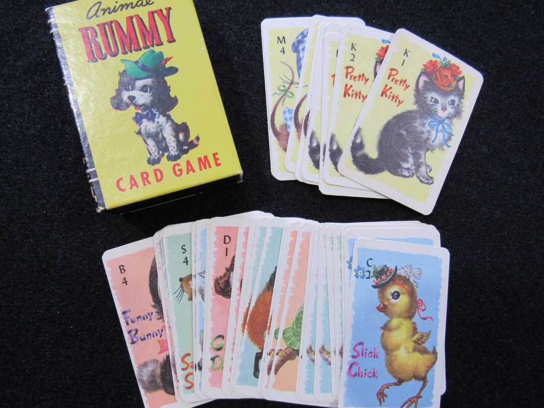 Vintage ANIMAL RUMMY Card Game 1960s Whitman 4120 Peter Pan Etsy