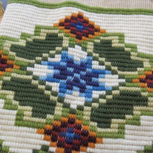 Vintage Norwegian Embroidered Bell: Pull 1970s Hand Stitched Klokkestreng Scandinavian Crewel Wall Hanging
