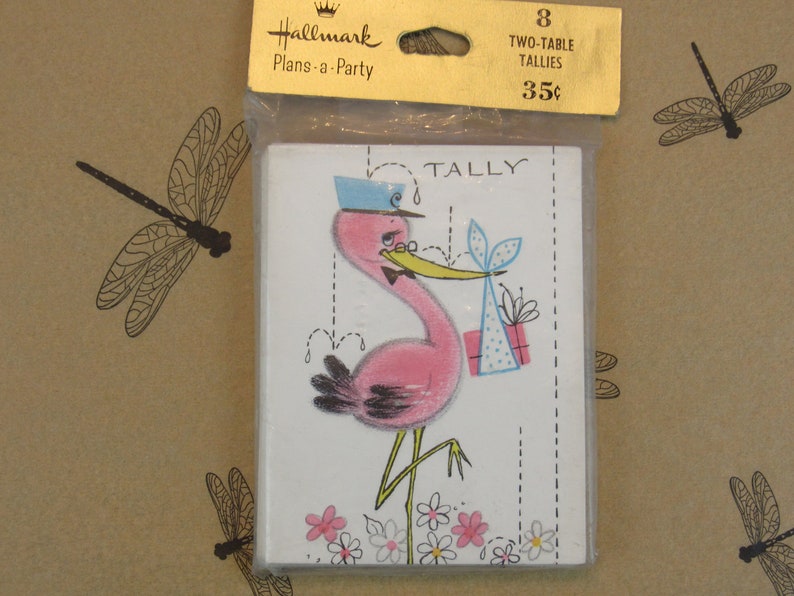 Vintage BRIDGE Tallies Two Table Tallies Vintage Hallmark Bridge Tally Cards 8 Tallies Bridge Night BABY SHOWER Stork Sealed Package