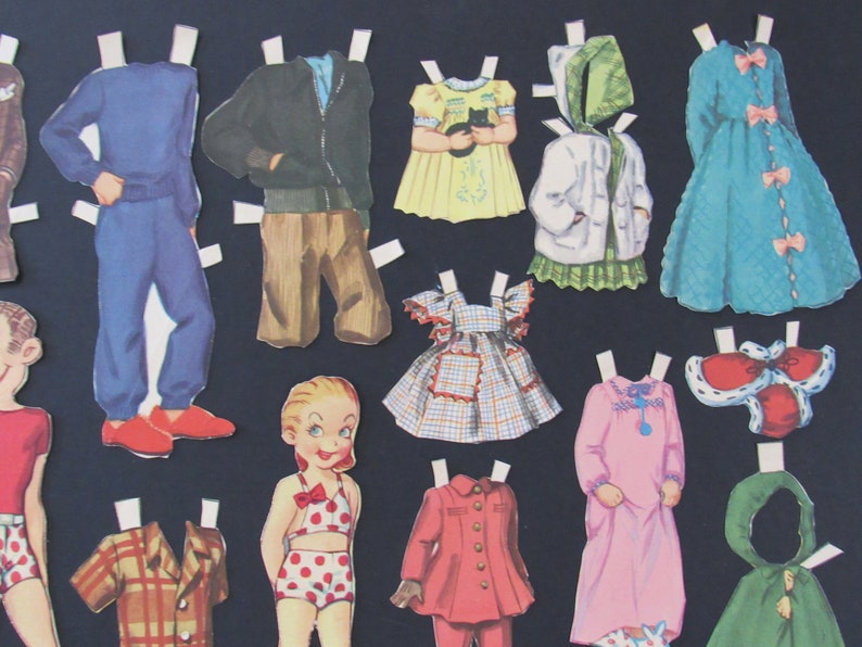 Vintage Paper Dolls DAGWOOD & COOKIE Cut Out Dolls Paper Doll Lot Scrapbooking Altered Art Paper Collage image 4