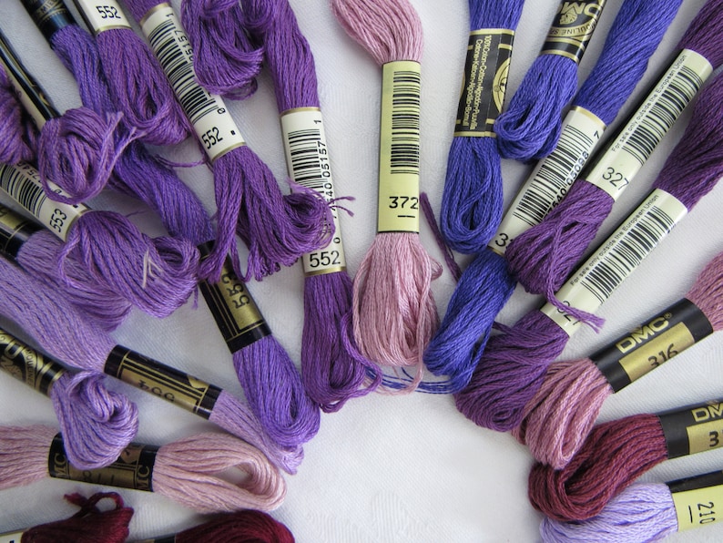 DMC Embroidery Floss PURPLE Shades Needlepoint Cross | Etsy