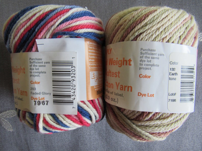 PEACHES /& CREAM Cotton Yarn Made in USA Pigsah Yarn 4 Ply Worsted Weight 100/% Cotton Yarn 98 Yards Ombre Yarn Multiple Colors 2 oz