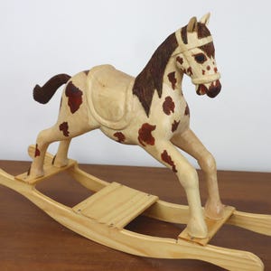 Artist Toy Rocking Horse - Hand Carved, Antique Inspired Wooden Horse Toy Nursery Decor Knick Knack Shelf Sitter