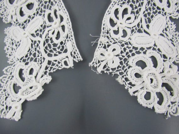 Antique Irish Crochet Lace Collar Vintage Lace Collar White Reclaimed From Garment Cotton 21 Long 4 Wide Clothing Accessory Costume - 