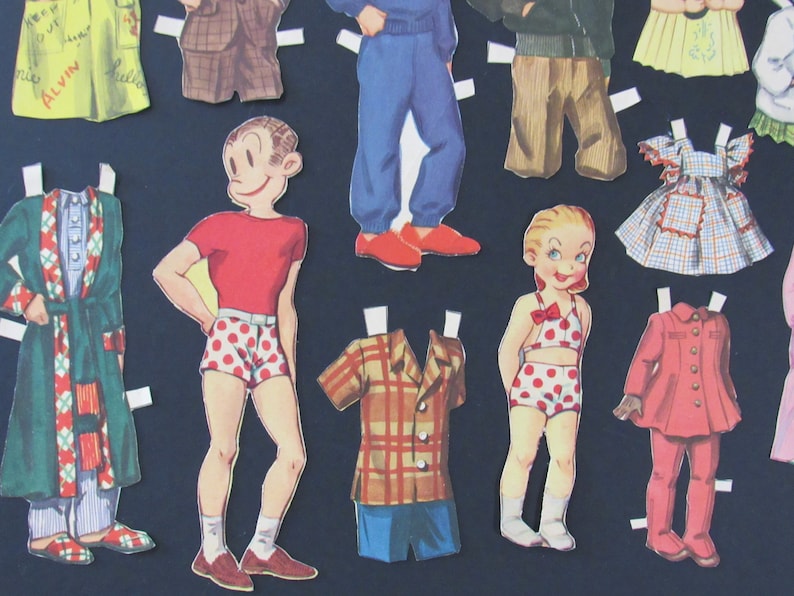 Vintage Paper Dolls DAGWOOD & COOKIE Cut Out Dolls Paper Doll Lot Scrapbooking Altered Art Paper Collage image 2