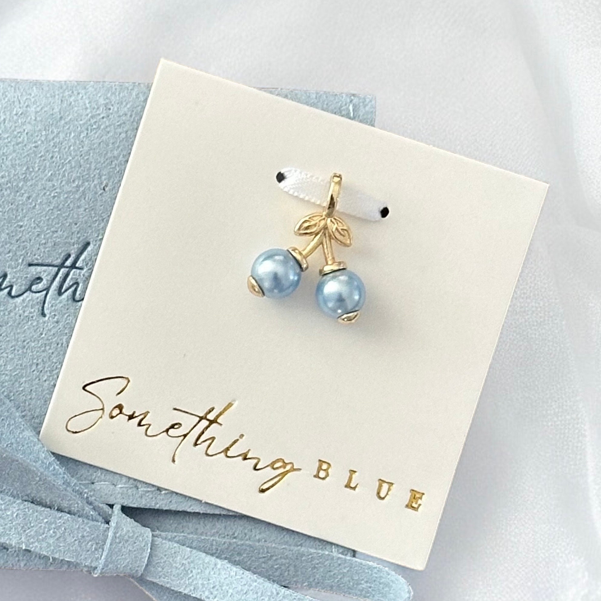 Something Blue Bridal Charm: Crystal Pearl, 14K Gold Coated