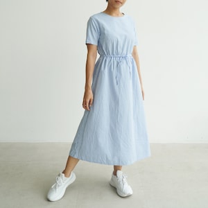 Beginner sewing pattern, Easy sewing dress pattern, Timeless dress, Midi dress pattern, Casual dress, Waist tie dress, Sewing instruction