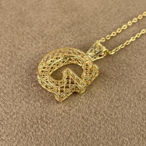 Colgante de letra, collar con letra inicial de oro de 14 k, collar con inicial personalizado, collar con letra inicial, collar de oro de 14 k, regalo del Día de la Madre