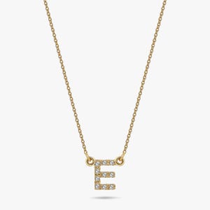 Collar con inicial, collar con letras de oro macizo de 14 quilates, joyería personalizada, regalo de cumpleaños para ella.