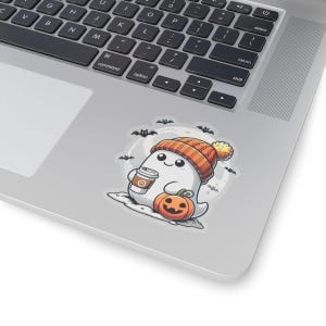 Naklejki z uroczym pocałunkiem na Halloween Ghost Kiss-Cut, Dekoracje jesienne, Upiorny sezon, Naklejki na laptopa, Akcesoria do planera, Prezent dla nastolatków