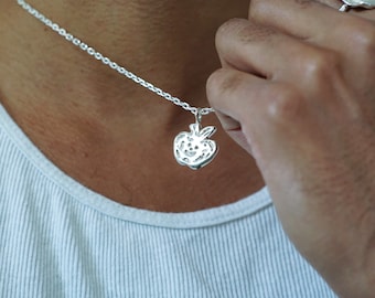 sterling silver HAPPY APPLE pendant necklace - Dranem Bag collab