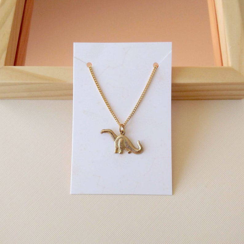 Dinosaur Charm Necklace Vintage Gold Charm Necklace Etsy Canada