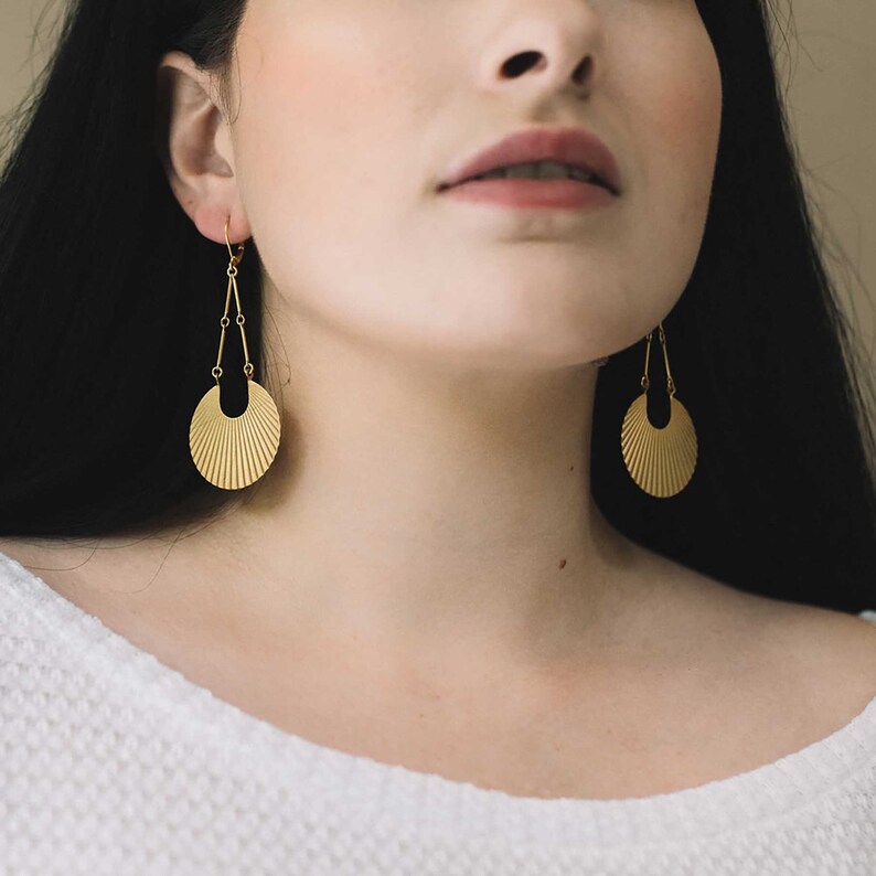 Art Deco Inspired Earrings Black Earrings Geometric Long Etsy