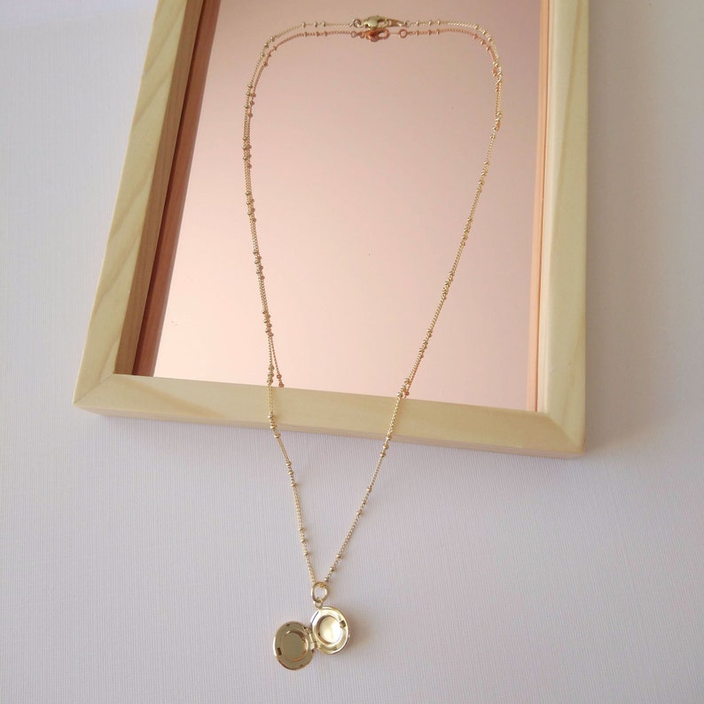 Mini Round Locket Pendant Tiny Gold Locket Necklace SD1619 Etsy