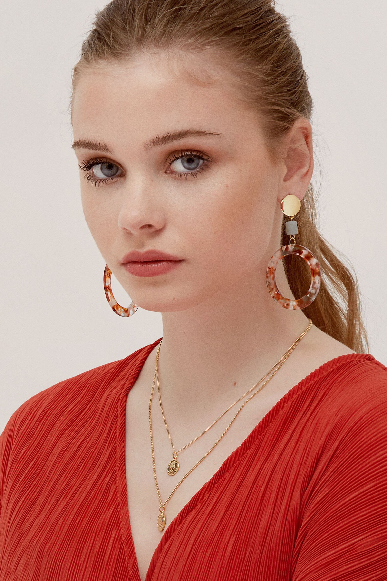 Double Chain Necklace With Coin Charms Reversible Necklace Etsy