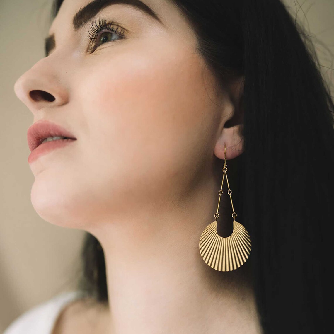 Art Deco Inspired Earrings Black Earrings Geometric Long Etsy