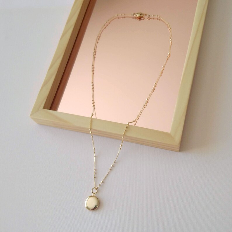 Mini Round Locket Pendant Tiny Gold Locket Necklace SD1619 Etsy