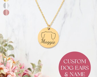 Custom Dog Name Necklace Personalized Dog Ears Necklace Pet Jewelry for Her Dog Mom Gift Pet Loss Memorial Gift Pet Lover Dog Necklace Gift