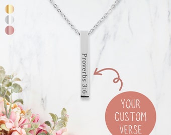 Personalized Custom Bible Verse Necklace for Her Dainty Christian Jewelry Dainty Scripture Necklace Baptism Gift Christian Necklace Gift