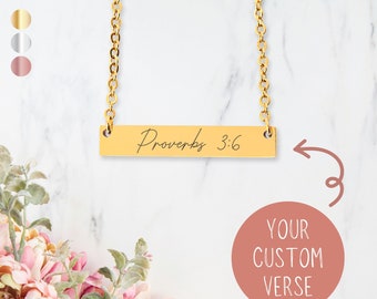 Personalized Bible Verse Bar Necklace Engraved Christian Gift for Her Faith Necklace Christian Jewelry Gift Baptism Confirmation Gift Easter