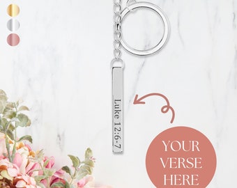 Bible Verse Custom Keychain, Personalized Scripture Gifts, Faith Gift, Religious Gifts, Baptism Gift, Inspirational Keychain, Christian Gift