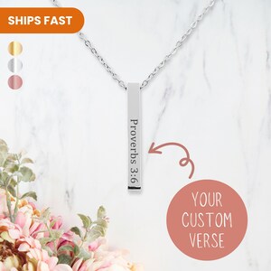 Personalized Custom Bible Verse Necklace for Her Dainty Christian Jewelry Dainty Scripture Necklace Baptism Gift Christian Necklace Gift